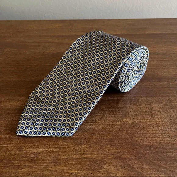 Yellow Blue Men’s Tie Land’s End - Picture 2 of 4
